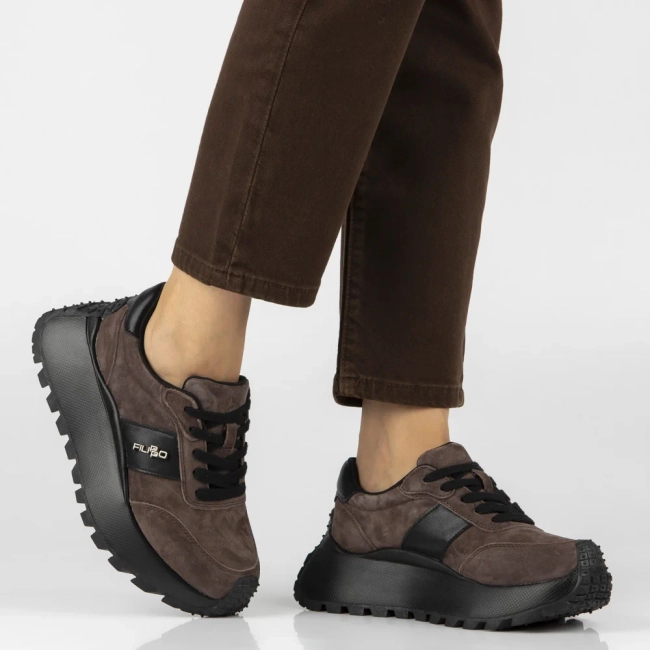 Skórzane sneakersy Filippo DP6785/26 D BR ciemnobrązowe
