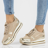 Leather sneakers Filippo 092 beige-gold