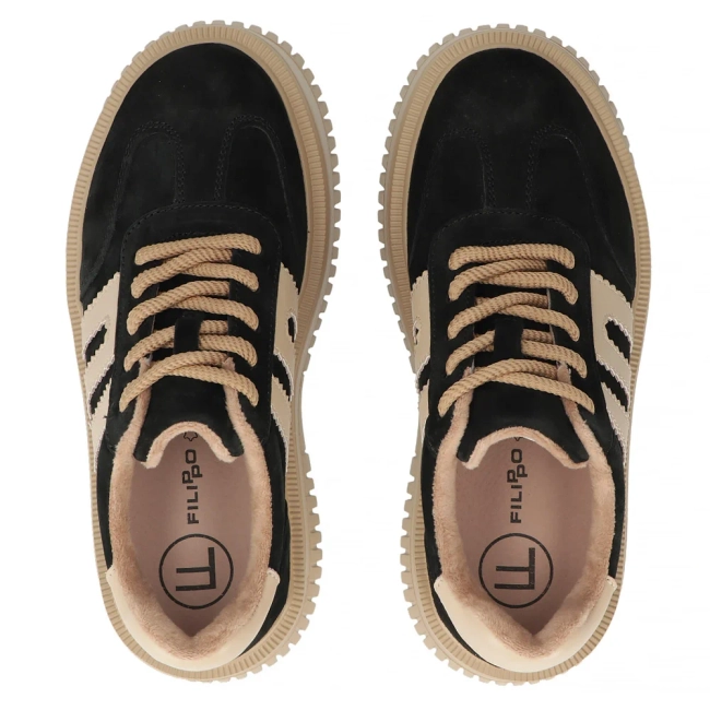 Leather sneakers Filippo DP7111/25 BK black