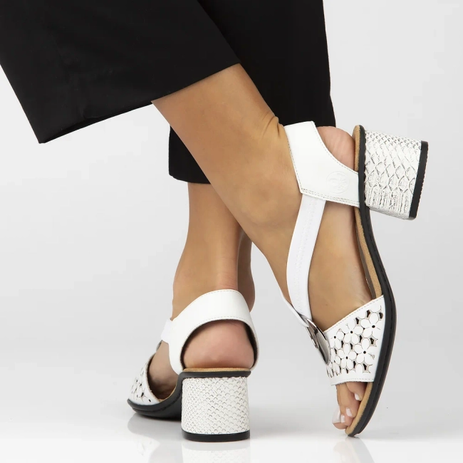 Leather sandals Rieker 64677-80 white