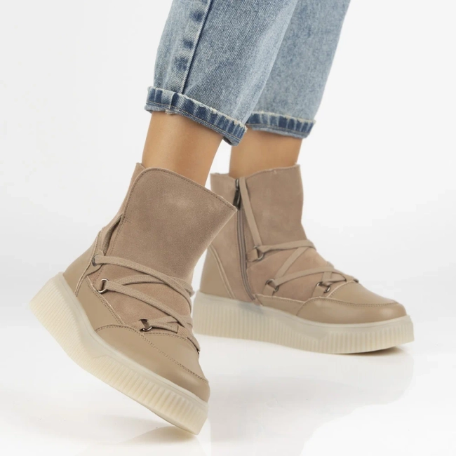 Leather ankle boots Filippo DBT7162/25 BE beige