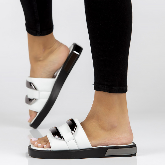 Leather flip-flops Filippo DK3903/22 WH white