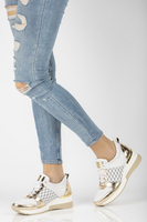 Skórzane sneakersy Filippo 062 białe złote