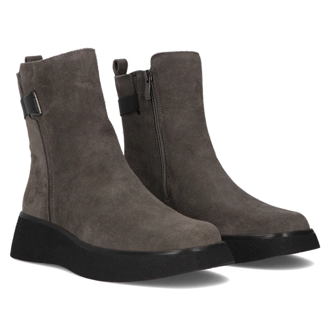 Leather ankle boots DBT6387/24 GR grey