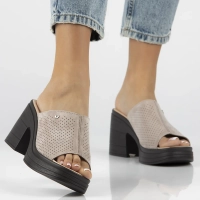 Skórzane klapki Filippo DK6814/25 BE beżowe