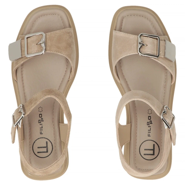 Skórzane sandały Filippo DS7748/26 TP taupe