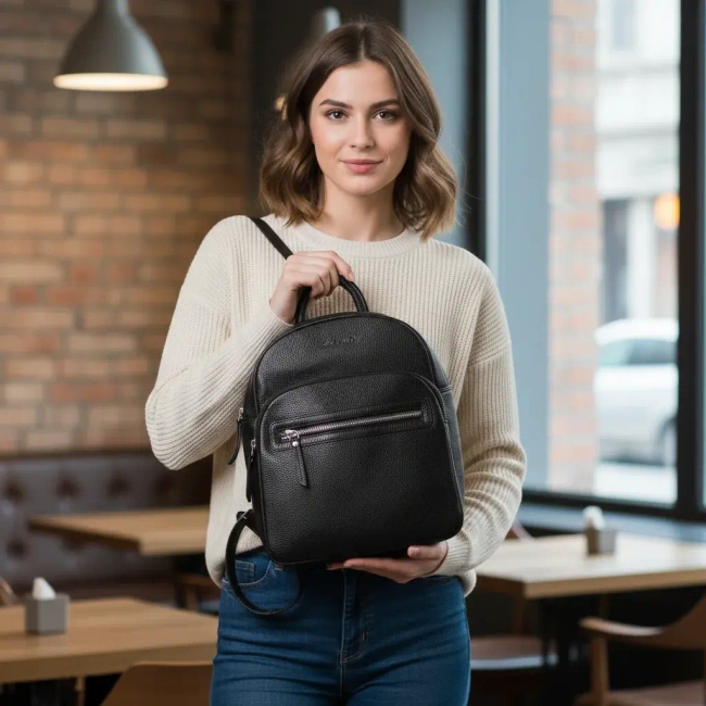 Leather backpack Toscanio T1144 black