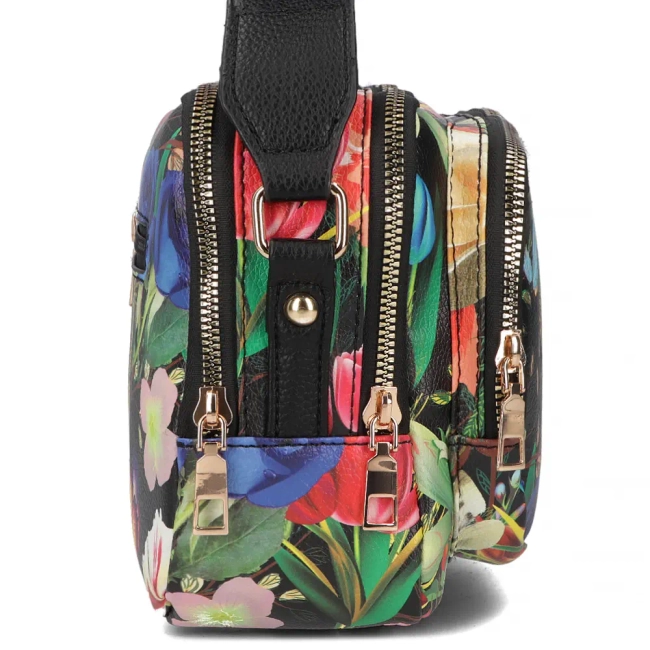 Czarna torebka listonoszka flowers