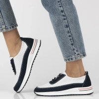 Skórzane półbuty na platformie Filippo DP6717/25 WH NV biało granatowe