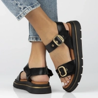 Leather sandals YAMBRE-251 SAMOA NEGRO black