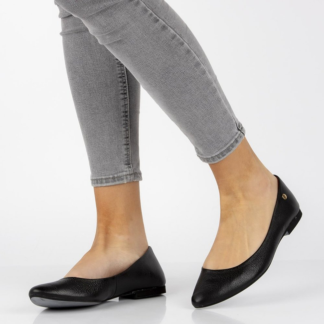 Skórzane baleriny Filippo 04100 czarne