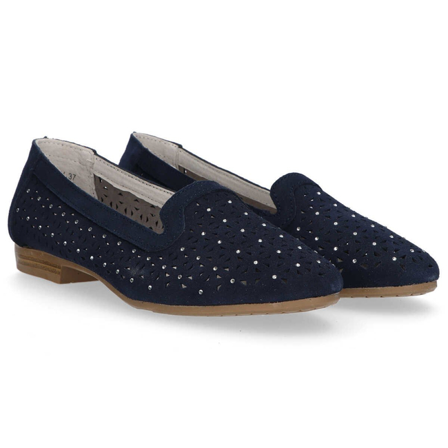 Skórzane Półbuty Filippo DP1256/20 NV granatowe