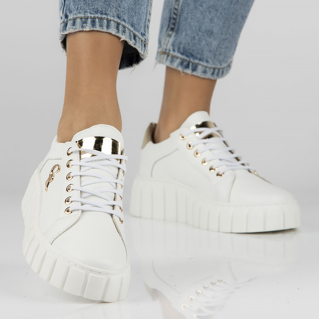 Skórzane sneakersy Filippo 168 białe