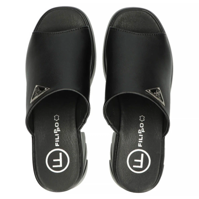Leather flip-flops Filippo DK4616/24 BK black