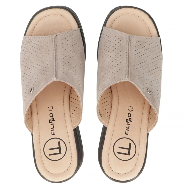 Leather slippers Filippo DK6814/25 BE beige