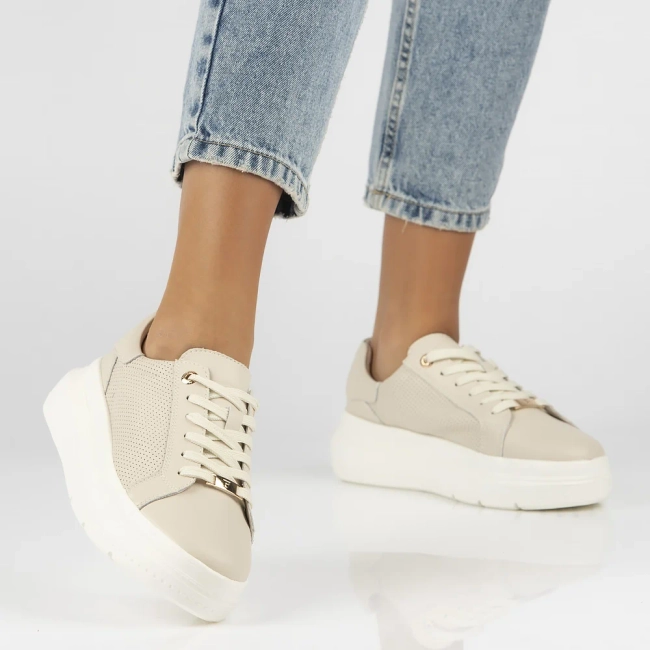 Leather sneakers Filippo DP6731/25 BE beige