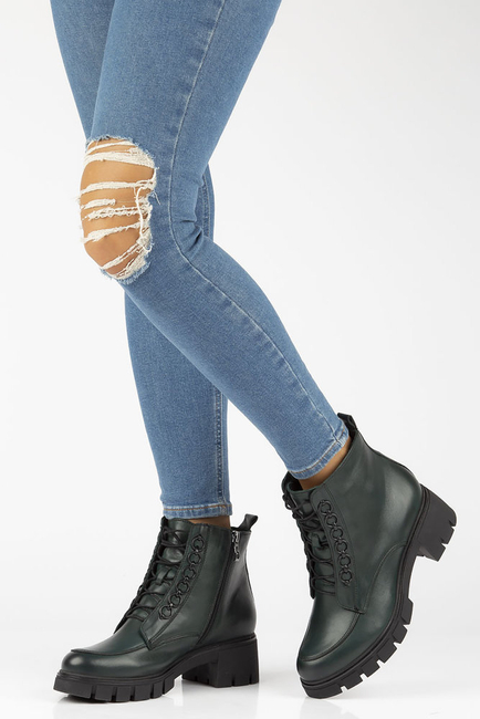 Skórzane trzewiki Simen 4477A Zielone