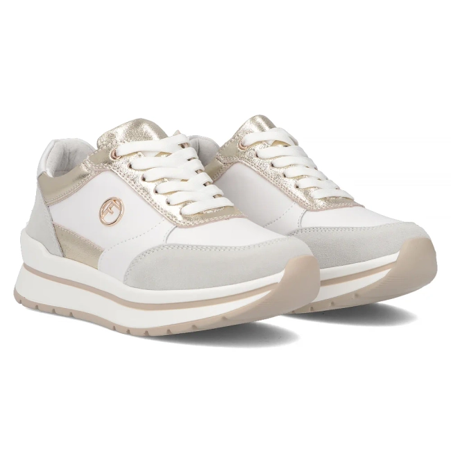 Skórzane sneakersy Filippo DP6858/25 WH GO biało złote