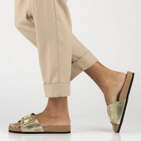 Leather flip-flops Yokono JERBA-114 SAMOA PLATINO gold