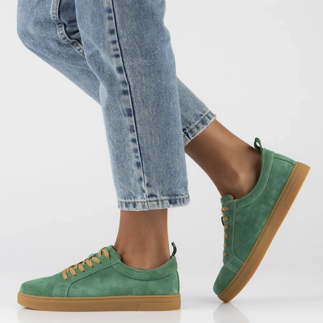 Skórzane sneakersy Filippo DP6129/25 GE zielone