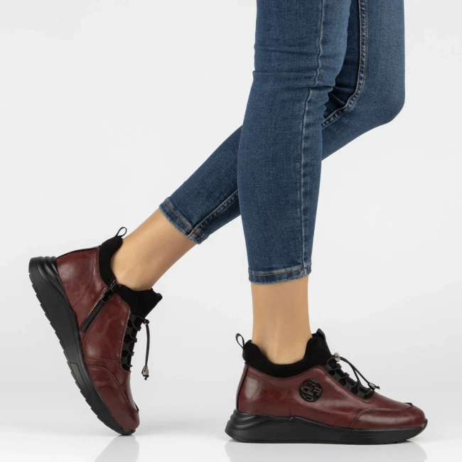 Leather platform ankle boots Filippo DBT7168/26 BG burgundy