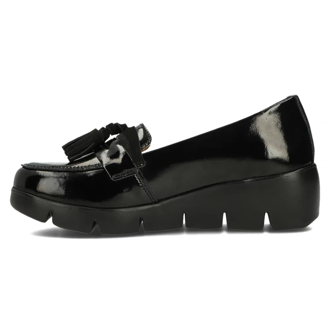 Skórzane półbuty na koturnie Filippo DP3162/24 BK L czarne