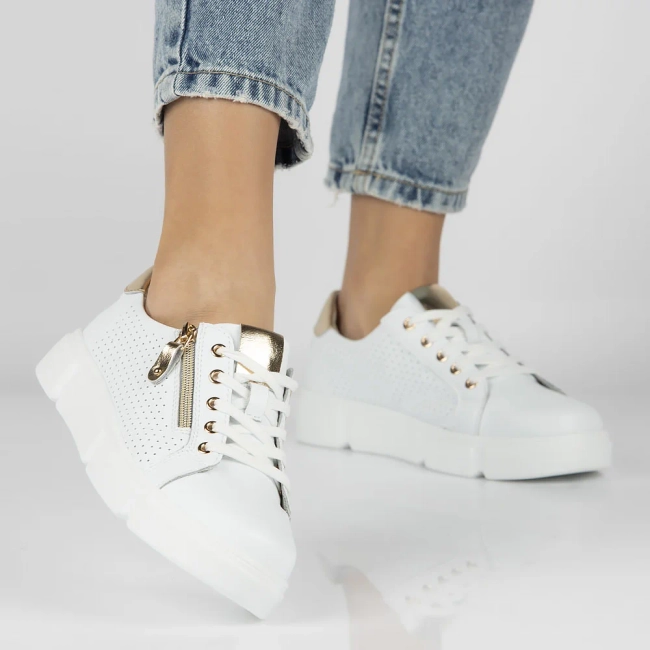 Skórzane półbuty na platformie Filippo DP4528/24 WH białe