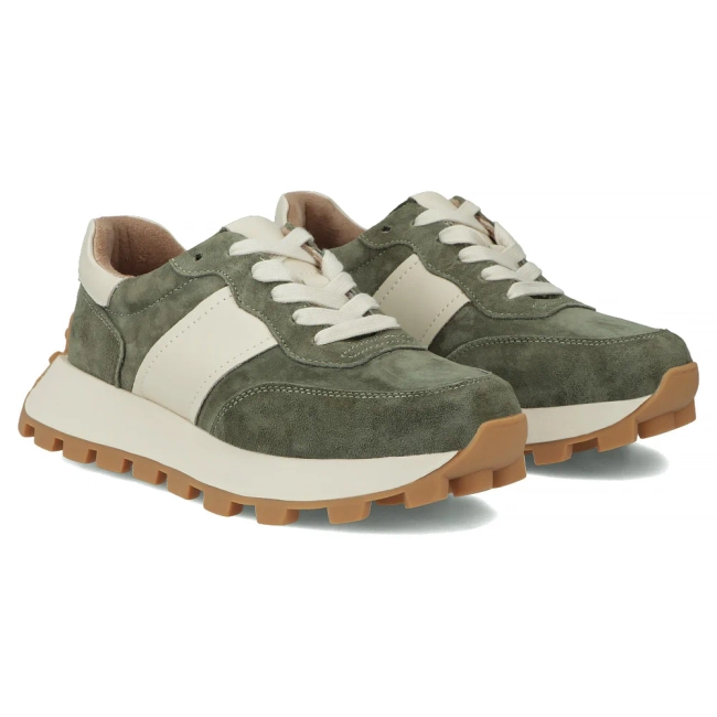 Skórzane sneakersy Filippo DP7112/25 KH khaki