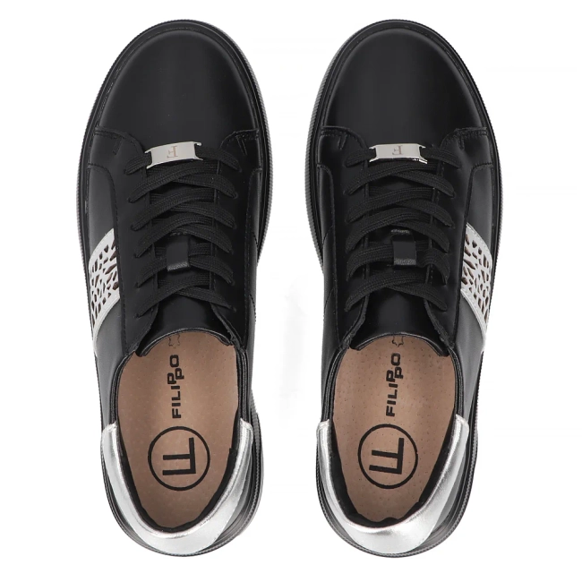 Leather sneakers Filippo DP6824/25 BK black