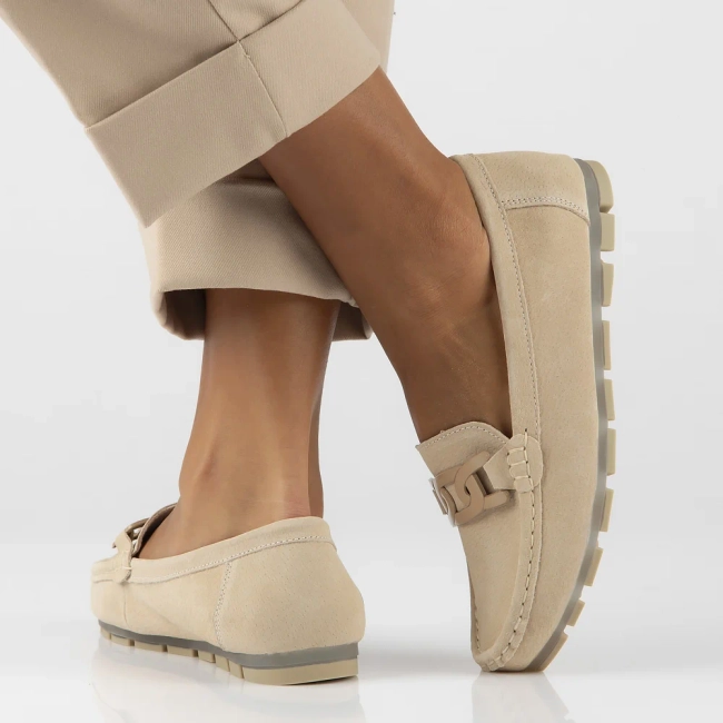 Skórzane mokasyny Filippo DP3630/24 BE beżowe