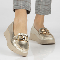 Skórzane mokasyny Filippo 10141 złote