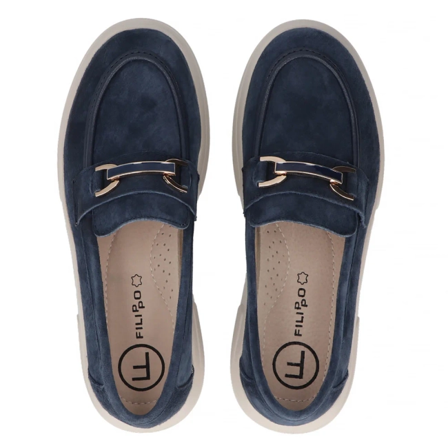 Skórzane półbuty na platformie Filippo DP6809/25 NV granatowe