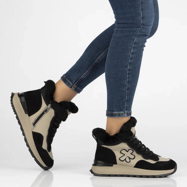 Leather ankle boots Filippo DBT6522/24 BK GR black and brown