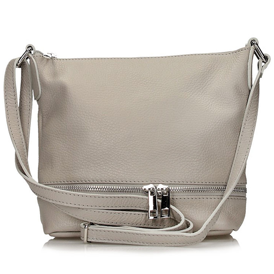 Handbag Toscanio Leather Messenger Bag C10 light grey