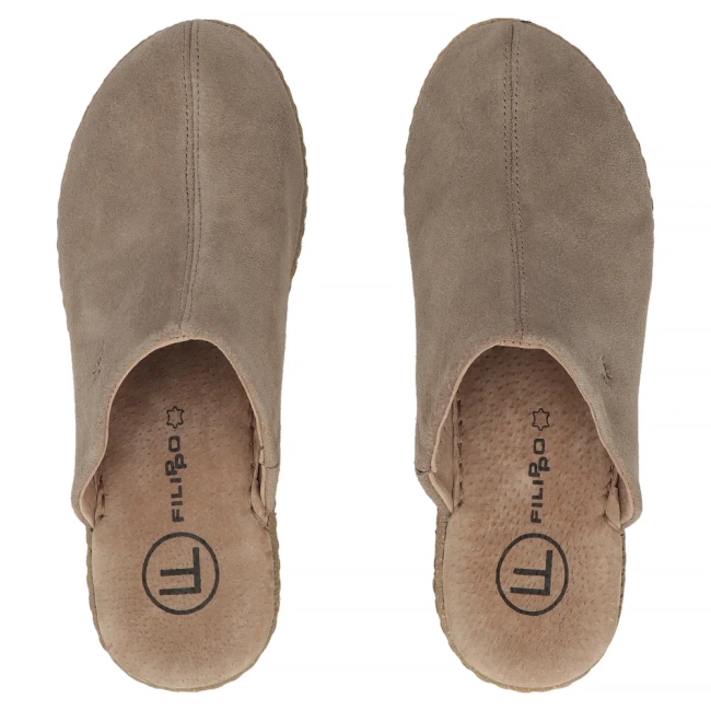 Skórzane klapki Filippo DK7567/26 TP taupe