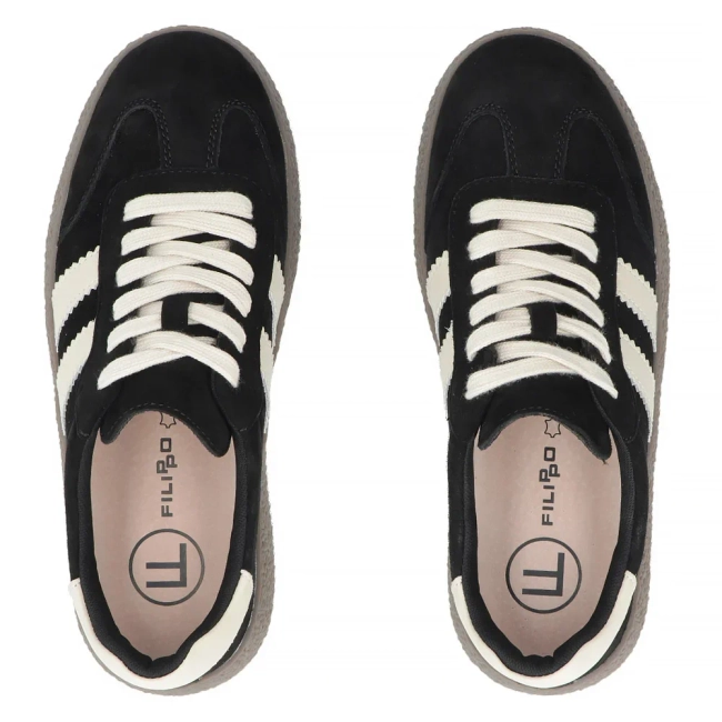 Skórzane sneakersy Filippo DP7958/26 BK czarne