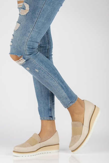 Skórzane półbuty Filippo 091 beżowe