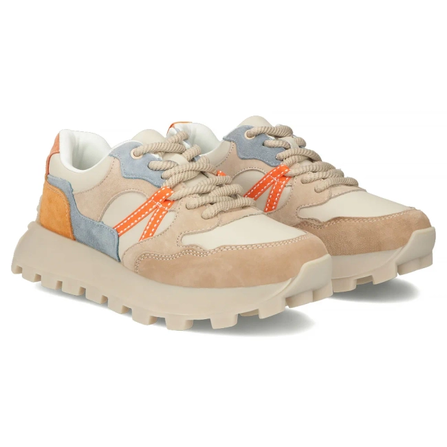 Skórzane sneakersy Filippo DP7559/26 BE OR beżowe