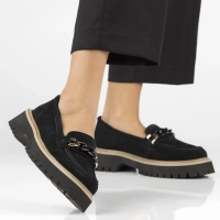 Skórzane półbuty na platformie Filippo DP4589/24 BK czarne