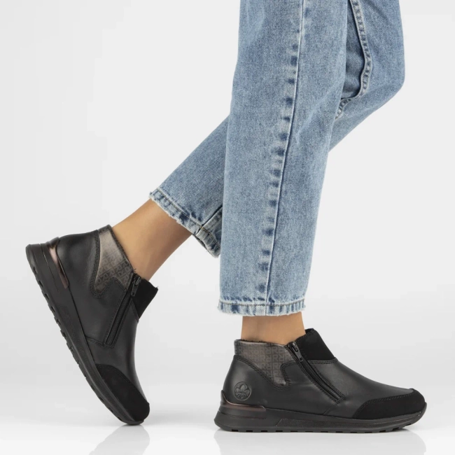 Skórzane sneakersy Rieker N1452-00 czarne