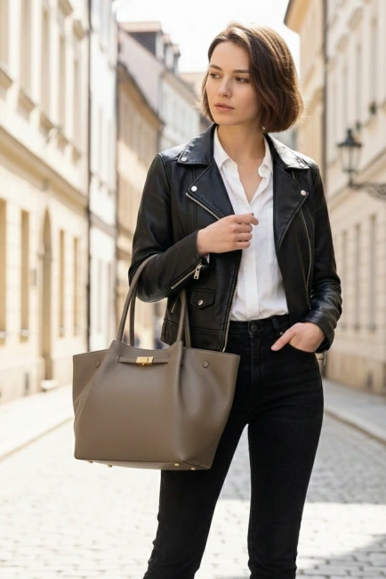 Khaki handbag prime clasp