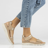 Skórzane sandały Filippo K193 beżowe