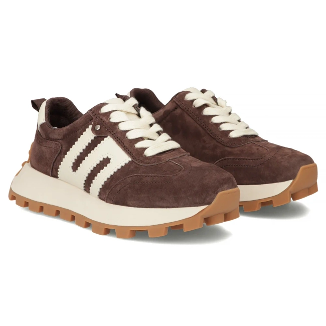 Skórzane sneakersy Filippo DP6743/26 D BR brązowe