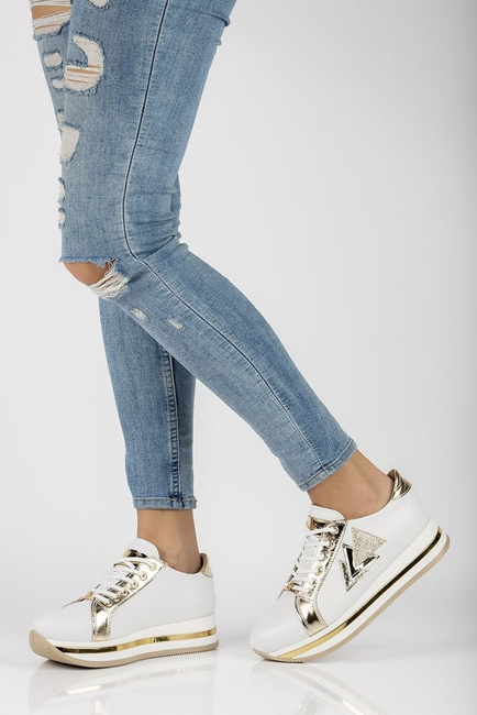 Leather sneakers Filippo 096 white and gold