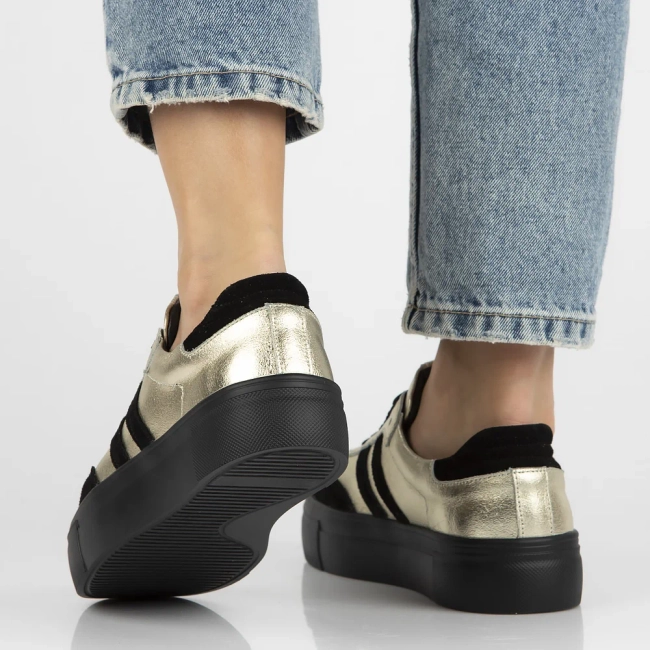 Leather sneakers Filippo DP6841/25 GO BK gold