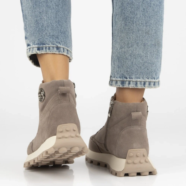 Skórzane botki na platformie Filippo DBT7160/25 TP taupe