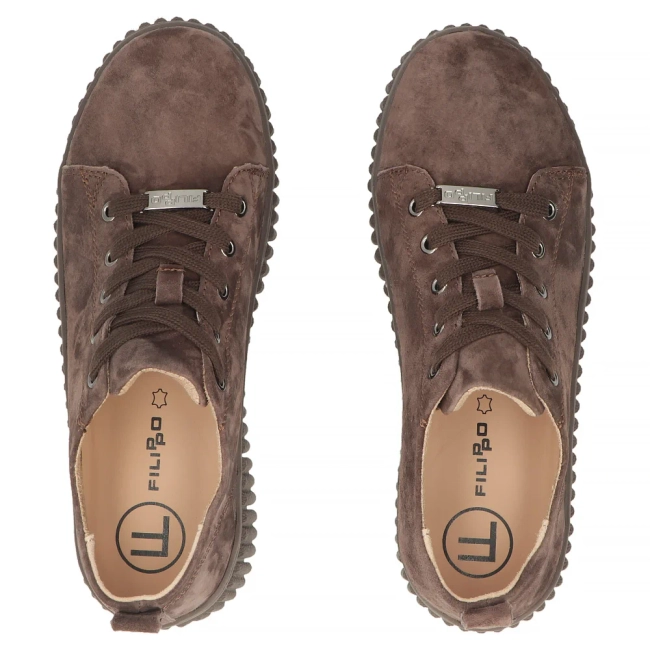 Skórzane sneakersy Filippo DP8337/26 D BR brązowe