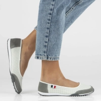 Skórzane baleriny Filippo DP142/24 WH GR biało-szare