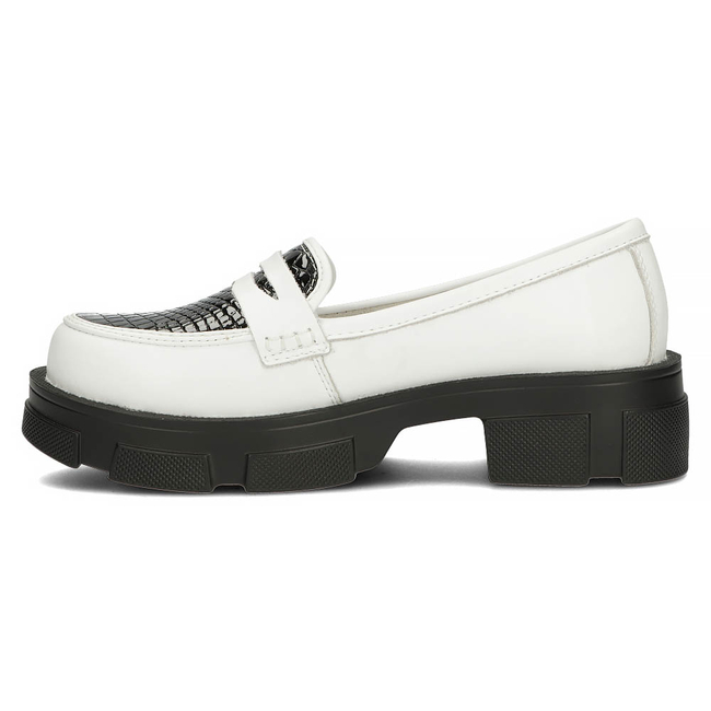 Skórzane półbuty Filippo DP3695/22 WH BK białe