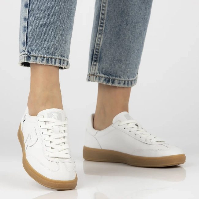 Skórzane sneakersy Rieker W2200-80 białe